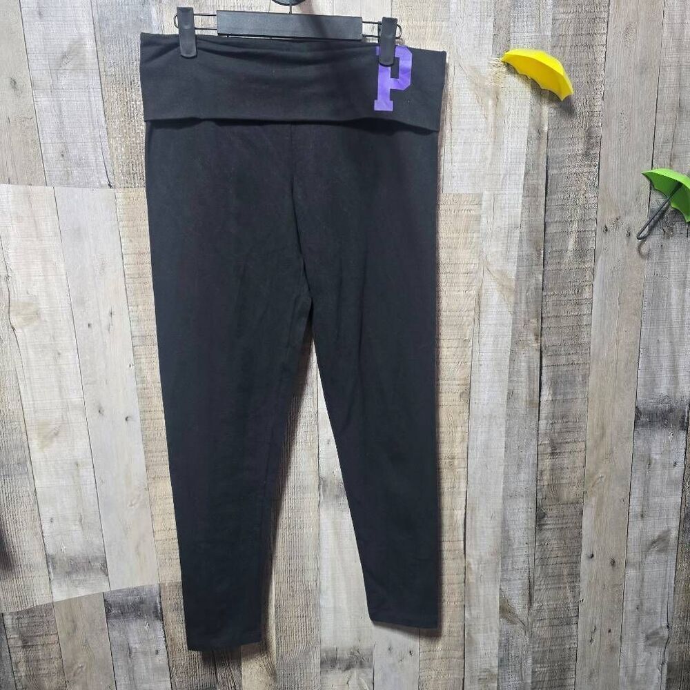 Victoria's Secret VS Black Purple Graphic Foldover Waist Leggings Deadstock NWT
